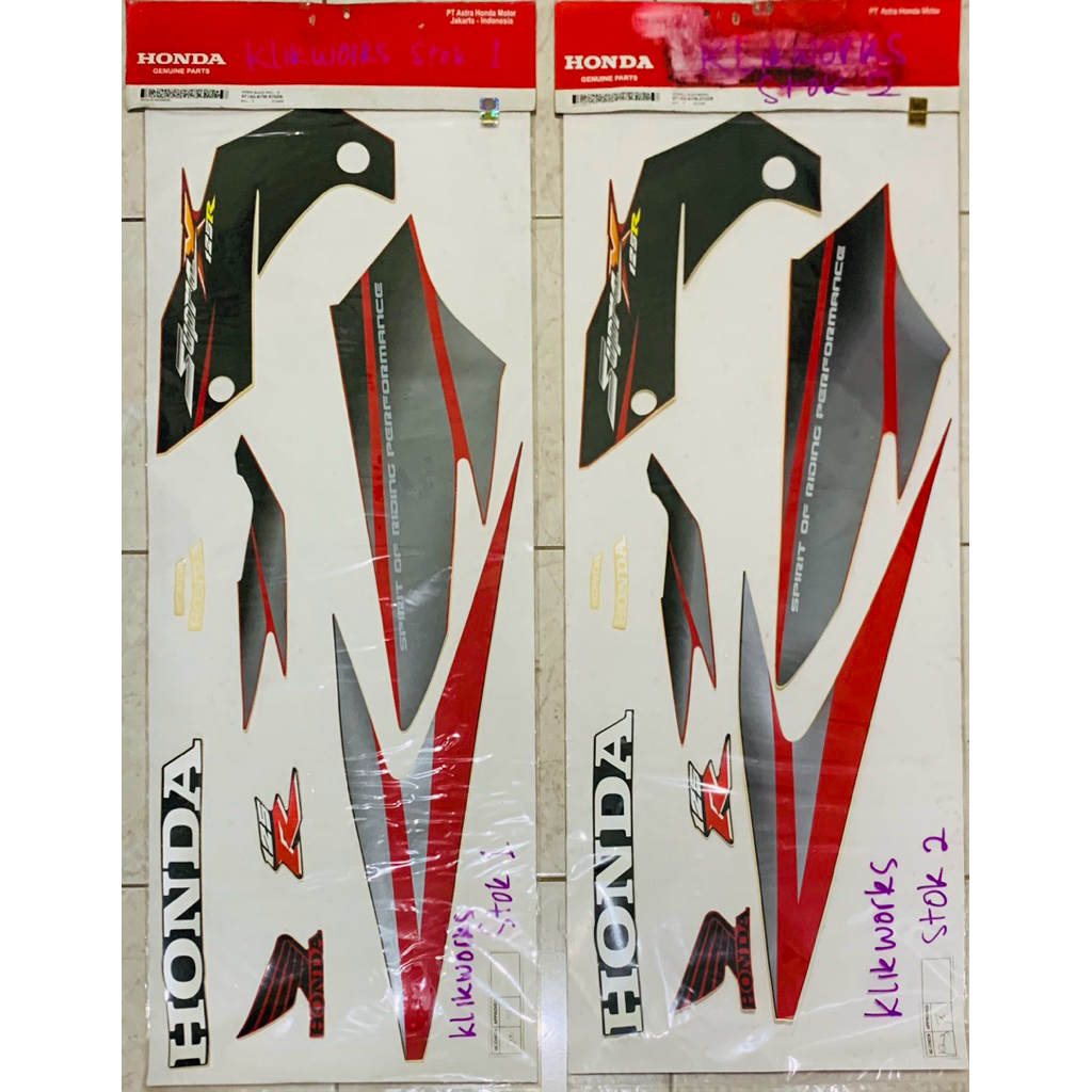 STRIPING STICKER DECAL POLET ORIGINAL HONDA SUPRA X 125 R OLD 2005 2006 2007 MERAH HITAM TWO TONE 87