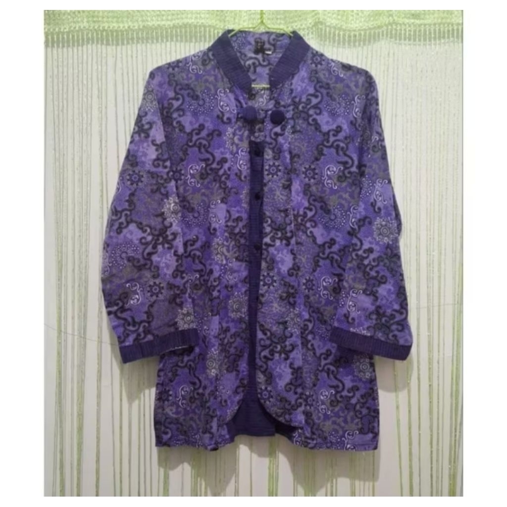 kemeja wanita batik ungu