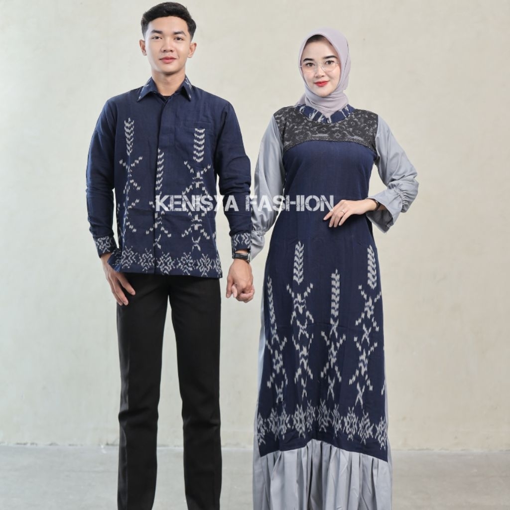 Set Couple Tenun Gamis Arum Dress Arum Baju Tenun Couple Baju Lebaran Sarimbit Keluarga