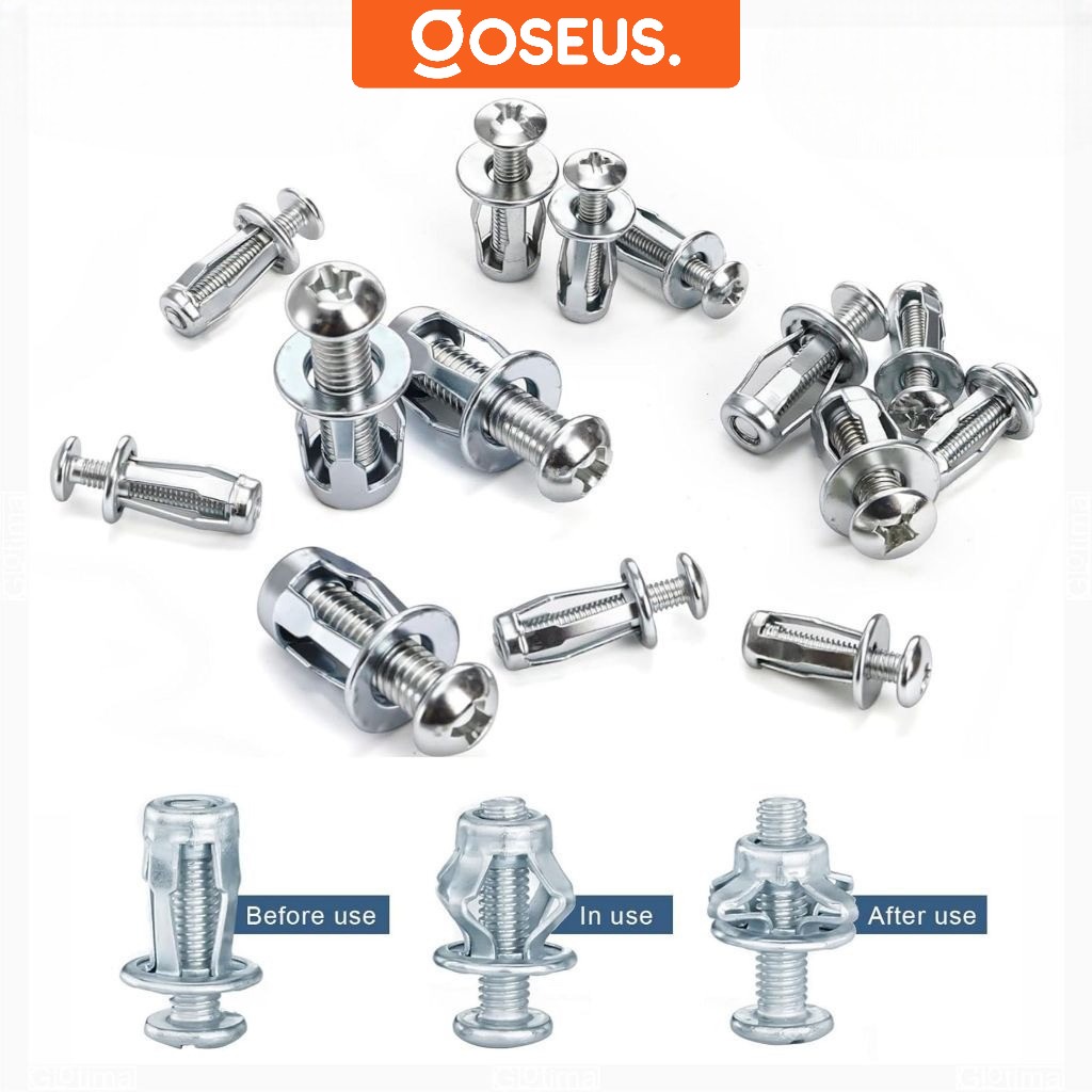 10PCS Jack Nut M4 x 25mm Rivet Plat Metal Mur Baut Drat Sekrup Fisher HM1110