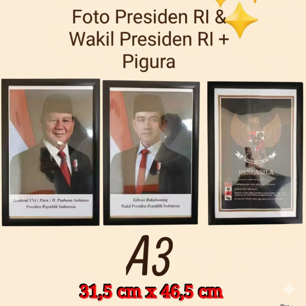 Pigura Bingkai Foto Presiden dan Wakil Presiden - Foto Pigura Pancasila - Foto Pigura Presiden RI