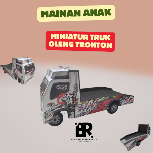 Mainan Miniatur Truk Towing Panjang Truk Oleng Kayu Tronton Ada Lampu MURAH