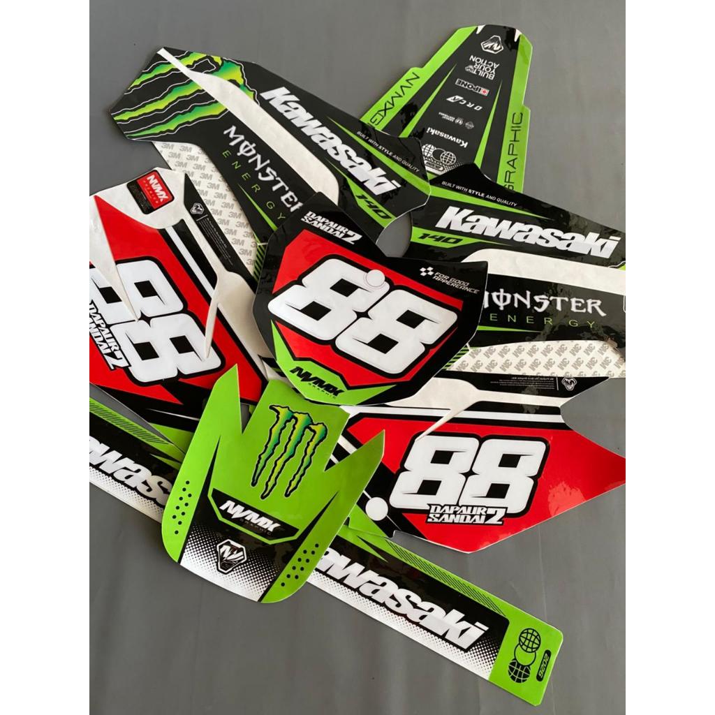 Decal Stiker KLX 140 Full Body – Bahan Premium 3M | Cutting Presisi | Custom Desain