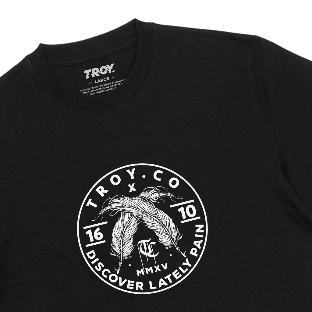 Troy Company Tshirt Black Feathers - Kaos Lengan Pendek Kaos Hitam MTD 3528