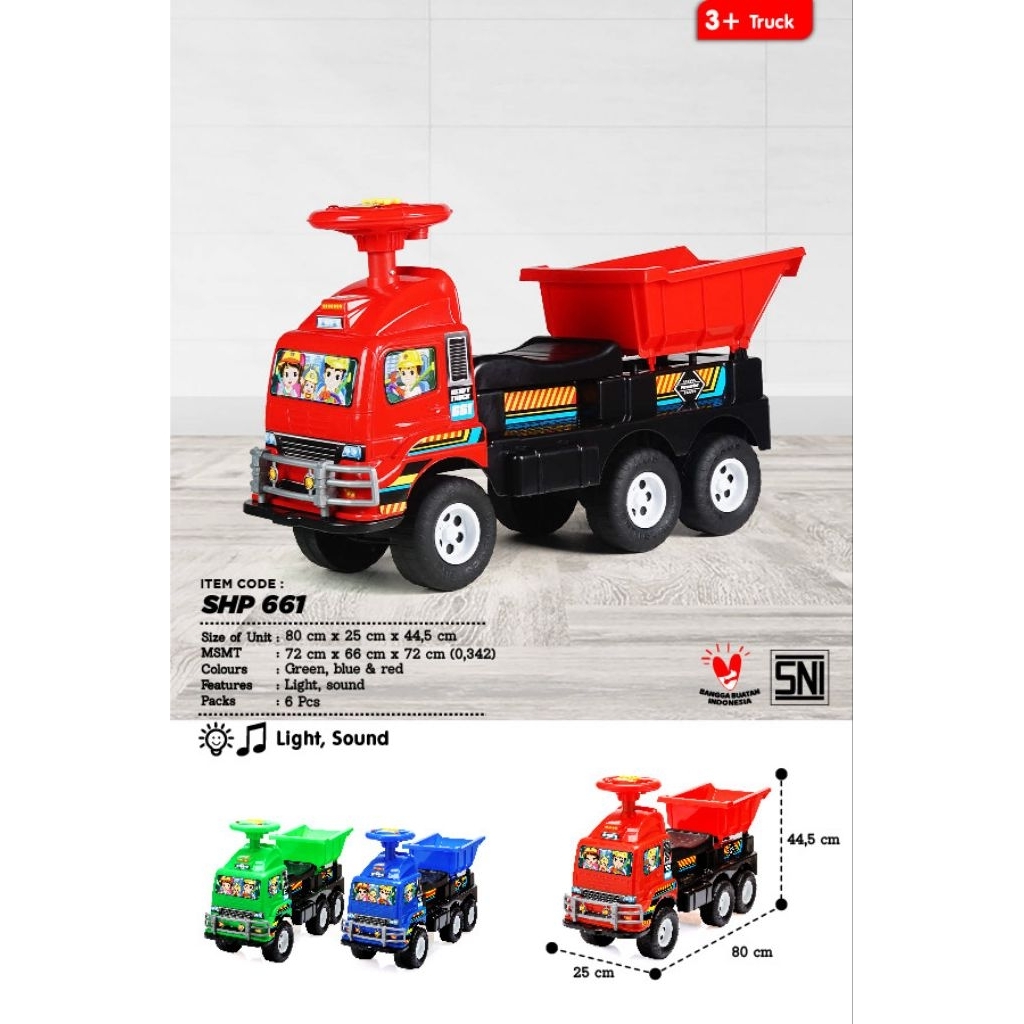 Mainan Truk Dorong SHP HT661 HT 661 HT662 HT 662 dengan Fitur Musik dan Dorongan