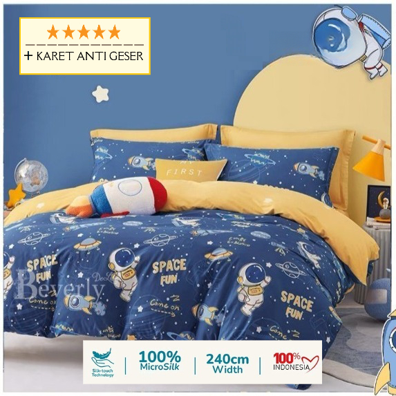 sprei anak cowok motif astronot Space Fun 100x200 120x200 90x200 160x200 180x200 jahitan rapi