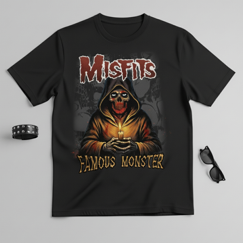 T-shirt Misfits Oversize Kaos Hitam Band Famous Monster Jumbo Bigsize Lengan Pendek Beliaza24