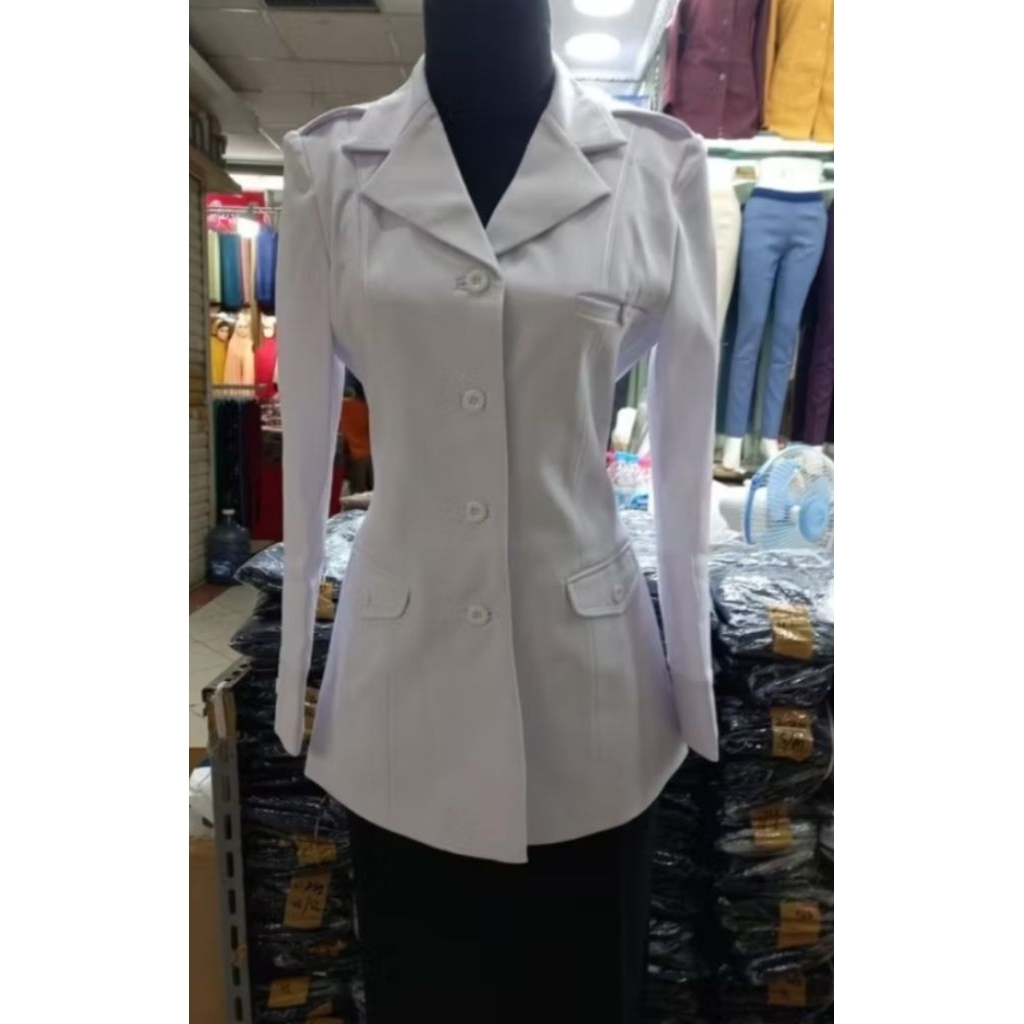 Atasan Seragam Putih PNS - Katun Elponte, Nyaman Dipakai, Lapisan Furing