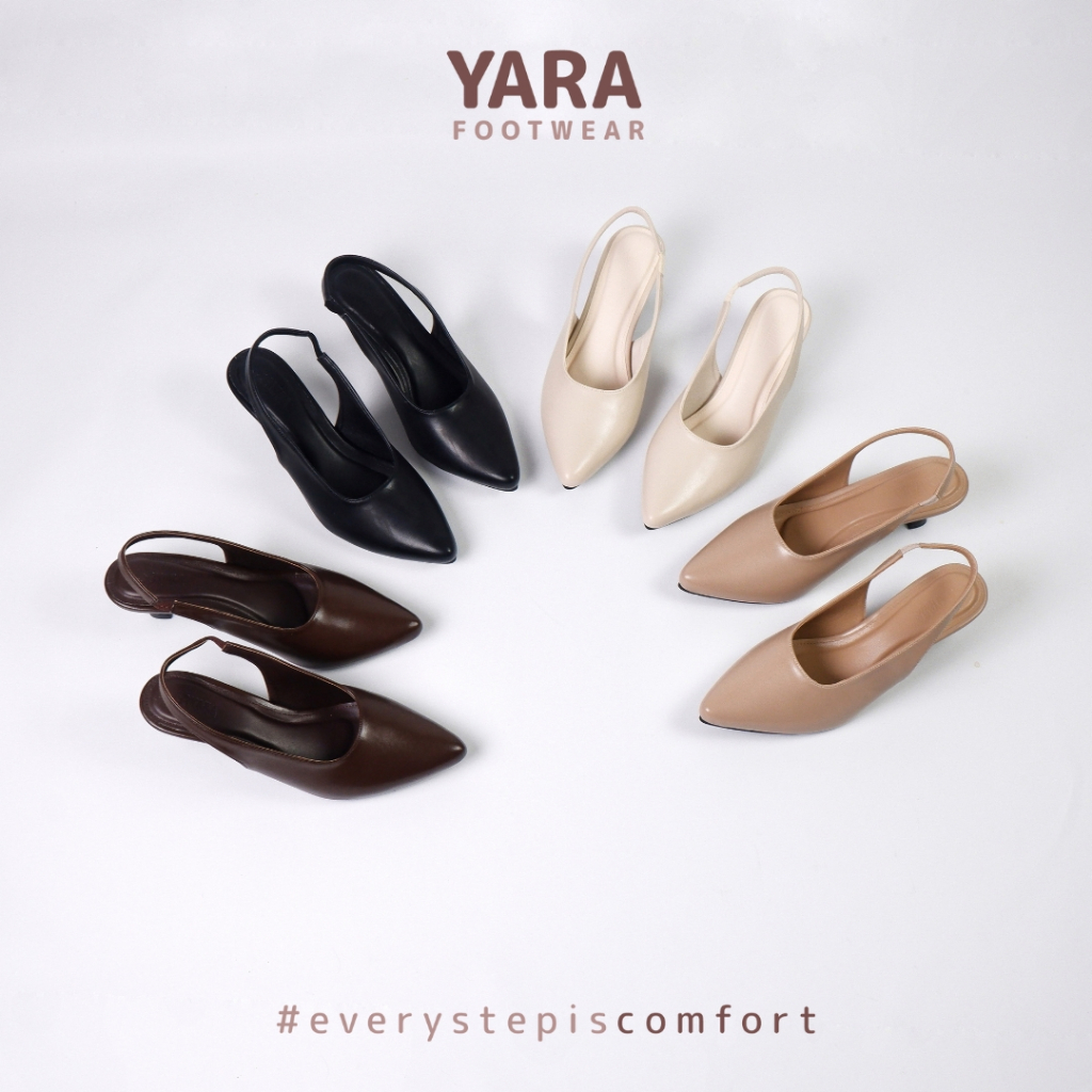 Yara Footwear - Lexa Heels Wanita Slingback hak Kitten Heels Wanita 3cm