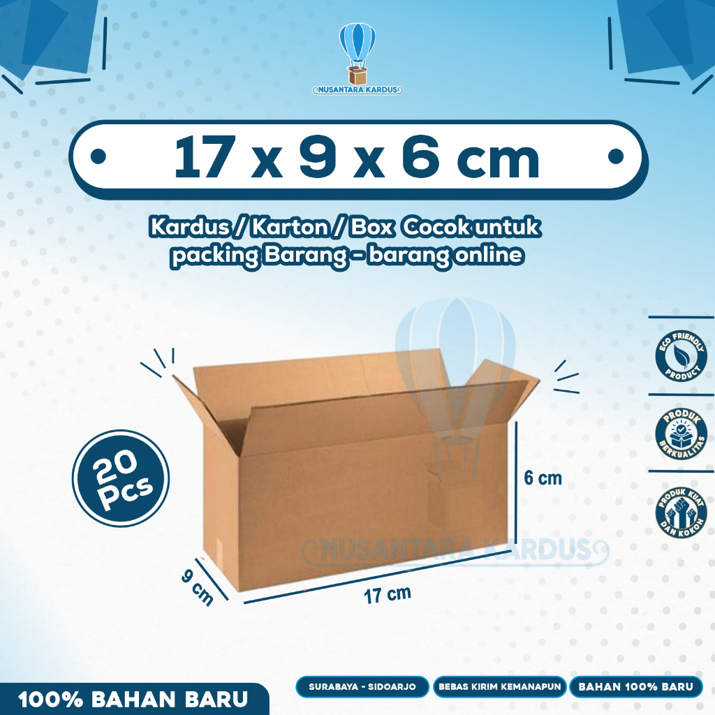 (Isi 20pcs) Kardus Packing 17x9x6 | Box Packing | (Isi 20pcs) Kardus Packing
