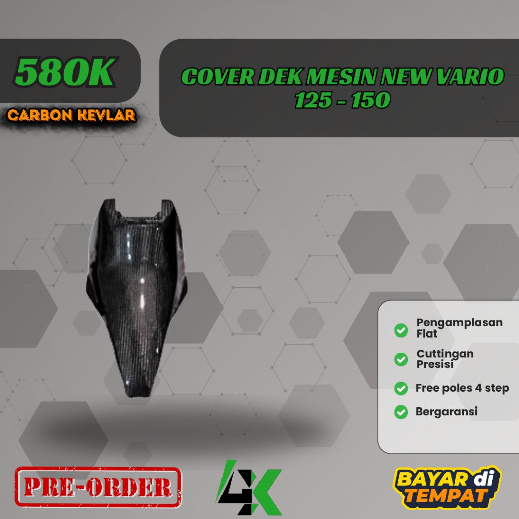 Dek Tengah / Cover Mesin new Vario 125  / 150 Carbon Kevlar / karbon fiber vario 150 led new