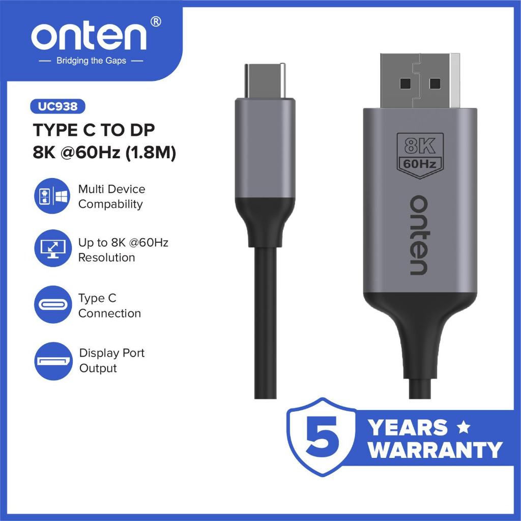 Onten UC938 Kabel Type C to DP Display Port Support 8K 60Hz Resolution 1.8M 1.8 Meter
