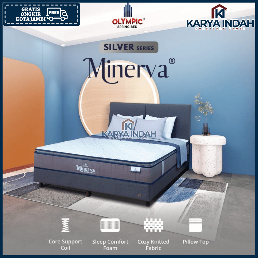 Springbed OLYMPIC MINERVA PLUS PILLOW TOP Kasur Matrass Pillowtop Silver Series Olympic