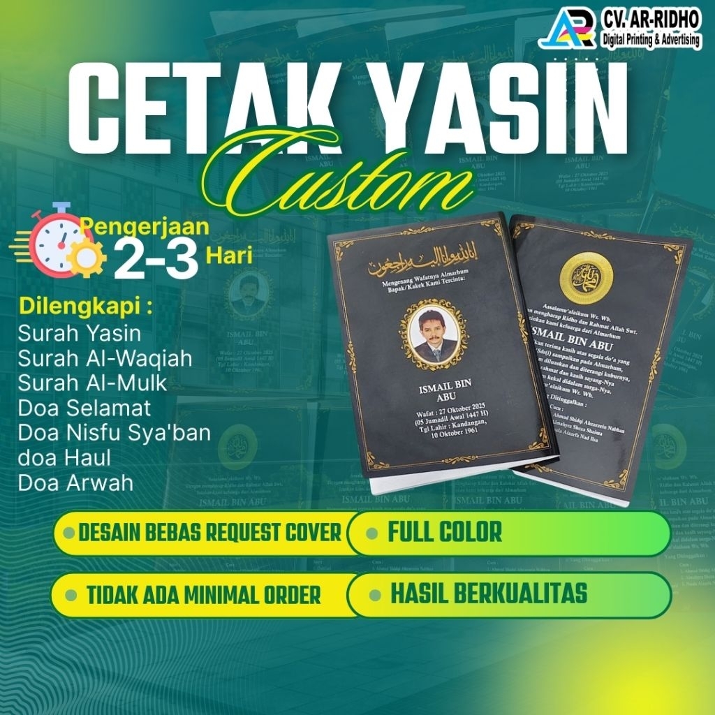 Cetak Yasin/Cetak Yasin 100 hari/Cetak Buku Doa