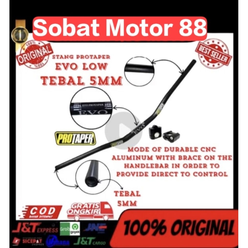 Promo..Stang Protaper Evo Low Tebal 5mm Motor Trail, Vixion, Mio, Supra Universal...