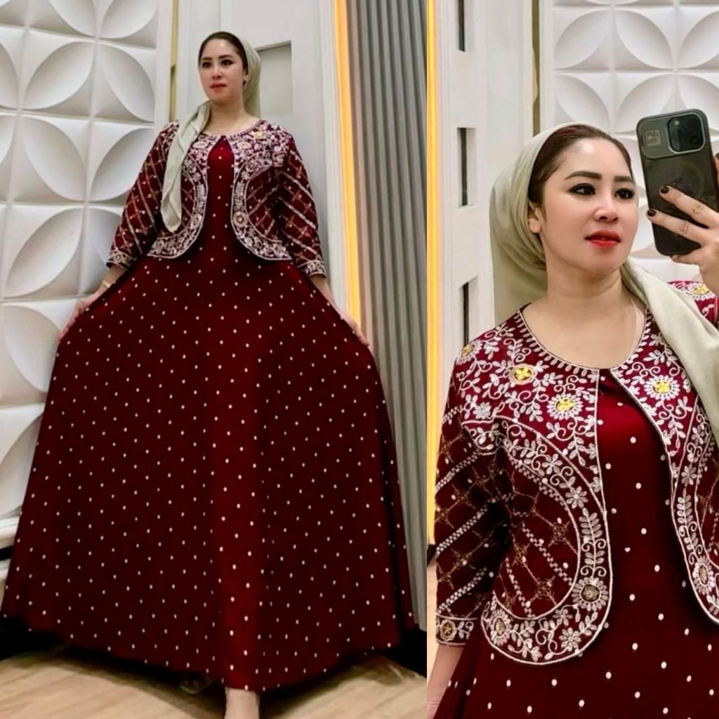 GAMIS HINDI ANJELI FULL BORDIR / GAMIS BORDIR TERBARU / DRESS LEBARAN