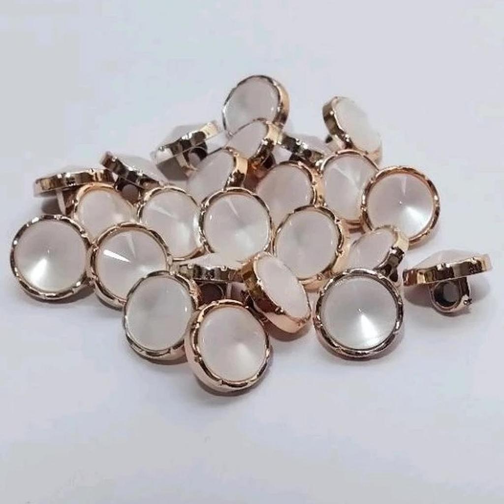 100 Pcs Kancing Baju Mutiara Krucut Ukuran 13 mm - Kancing Jamur Mutiara Gold