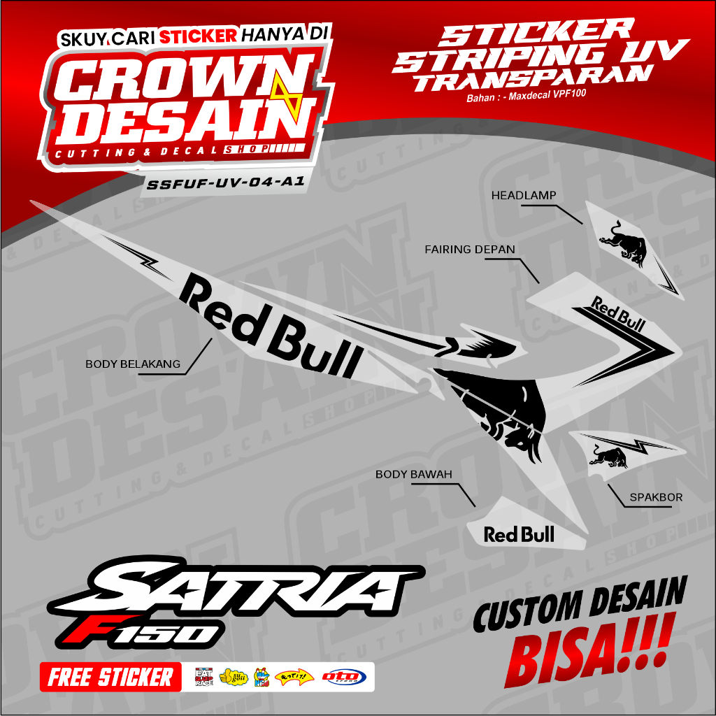 (COD)Stiker Striping Bahan Bening Variasi Motor Sonic Facelift 150r Sudah Cutting Awet - Striping UV