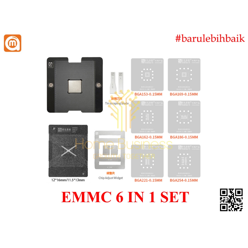 Amaoe Universal BGA Reballing Stencil Kit EMMC EMCP UFS 6-in-1 6in1 BGA153 BGA162 BGA169 BGA186 BGA2