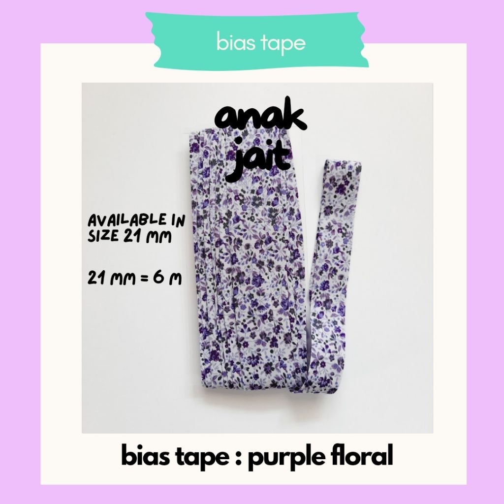 Bias Tape Bisban Katun/Bisban Katun Motif-Bisban Katun Motif Bunga /Bisban Katun Motif Bunga Kecil/B
