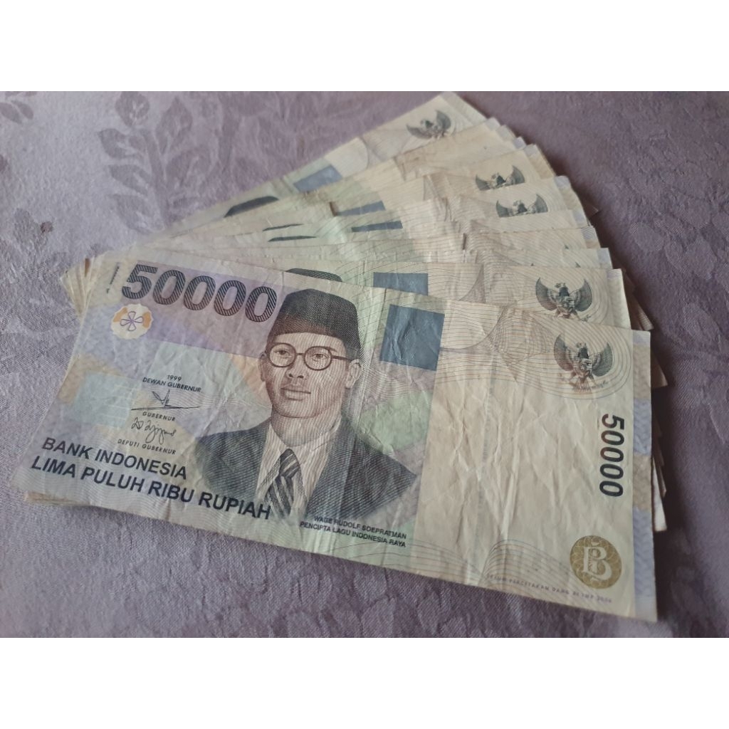 UANG ORIGINAL 50 RIBU TAHUN 1999 MULUS DAN RAPI