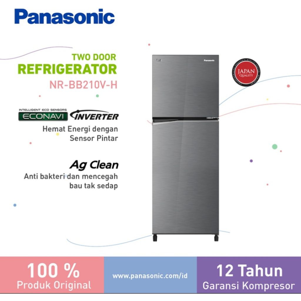 KULKAS PANASONIC 2 PINTU NR-BB210VH 210LITER KULKAS PANASONIC 2PINTU