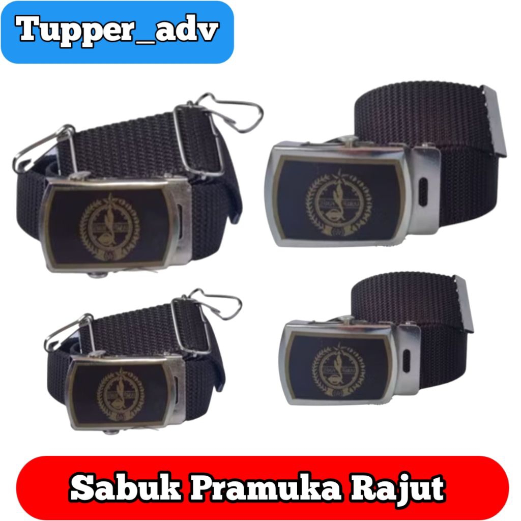 Sabuk Ikat Pinggang Pramuka Cantol Rajut Kecil & Besar / Gesper Pramuka / Ikat Pinggang Pramuka / Sa
