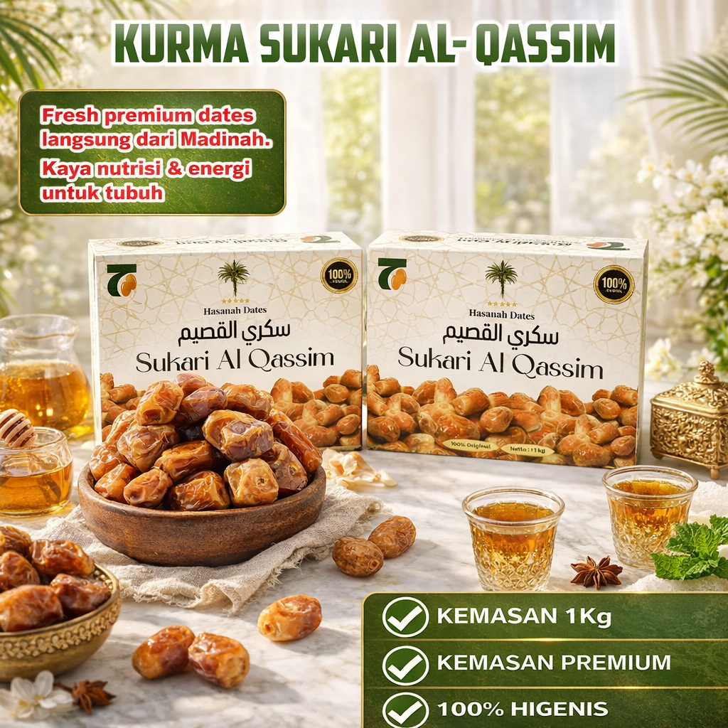 Kurma Sukari Al-Qasim 1KG I Kurma Sukari Jumbo High Quality Premium
