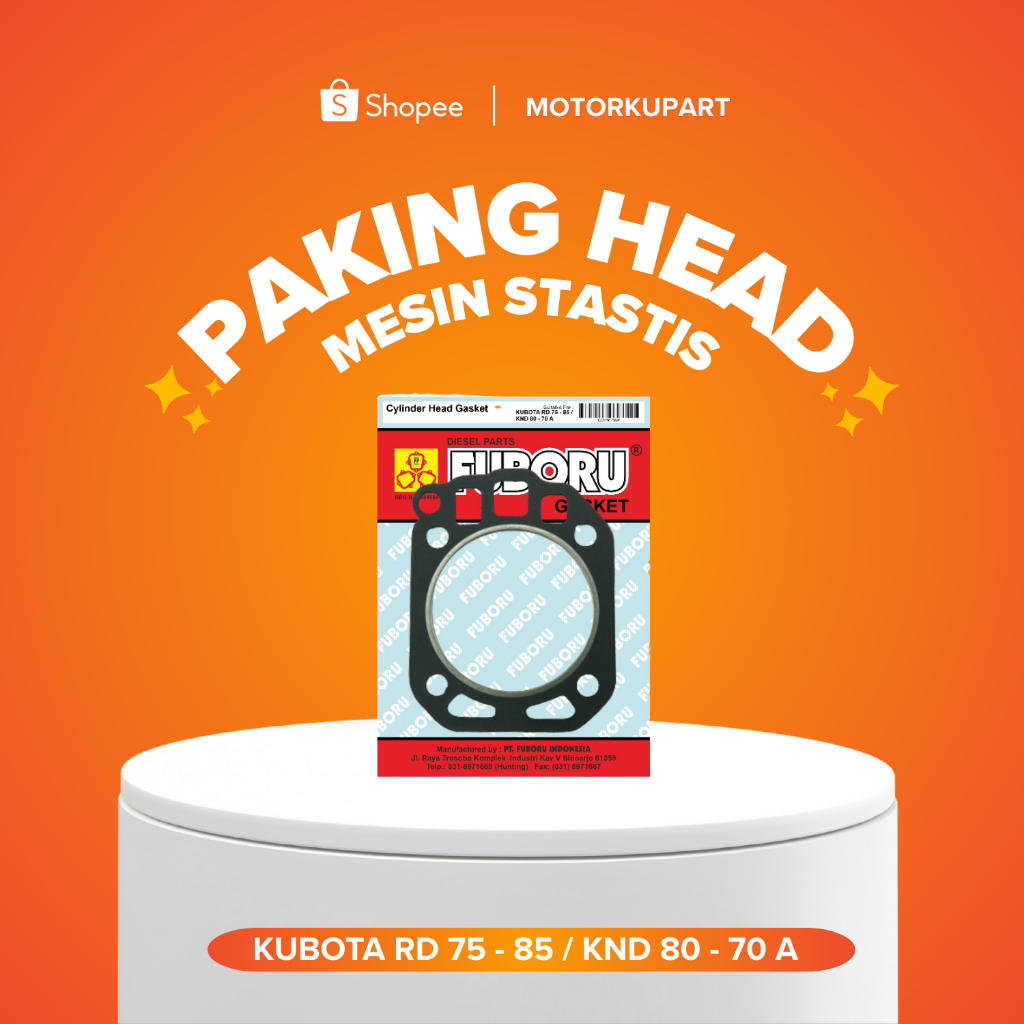 Pak Cop Cylinder Head Gasket KUBOTA RD 75-85/KND 80-70A SI 18 Gasket Head Perpak Paking FUBORU