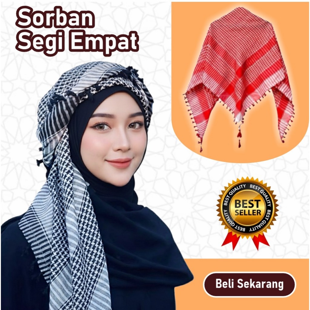 Sorban segi empat /Sorban Shemagh Arab Rumbai Premium / sorban muslim / sorban arab / sorban habib /
