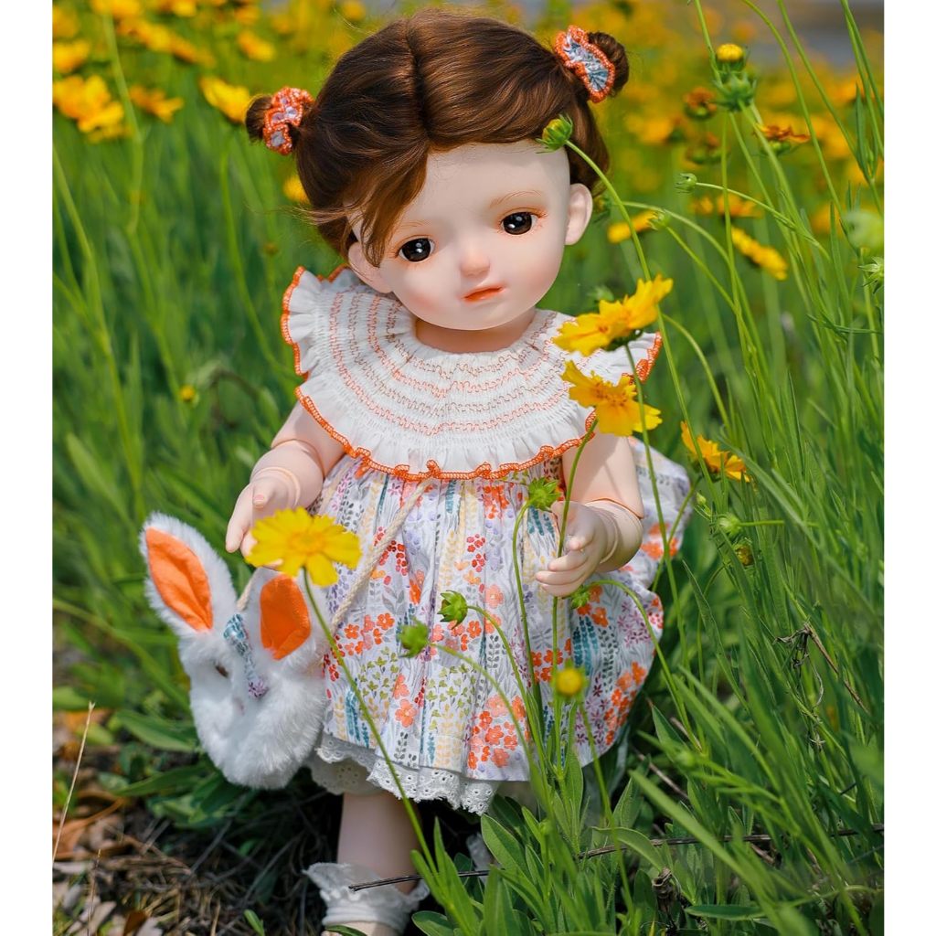 Cloveray BJD Dolls, 1/4 Ball Jointed Doll Fullset with 15 Articulated Joints and Brown Glass Eyes, 2