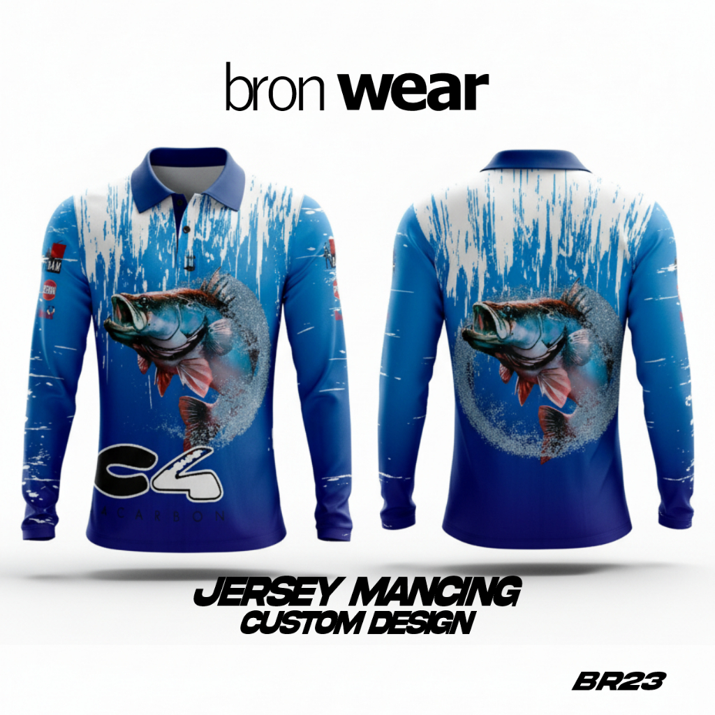 JERSEY MANCING LENGAN PANJANG FULL PRINTING CUSTOM NAMA LOGO | BAJU MANCING ANTI UV | TERIMA SATUAN