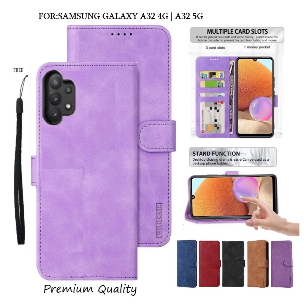 Leather Flip Cover SAMSUNG GALAXY A32 4G | A32 5G Wallet Case Kulit Case Wallet Leather Flip