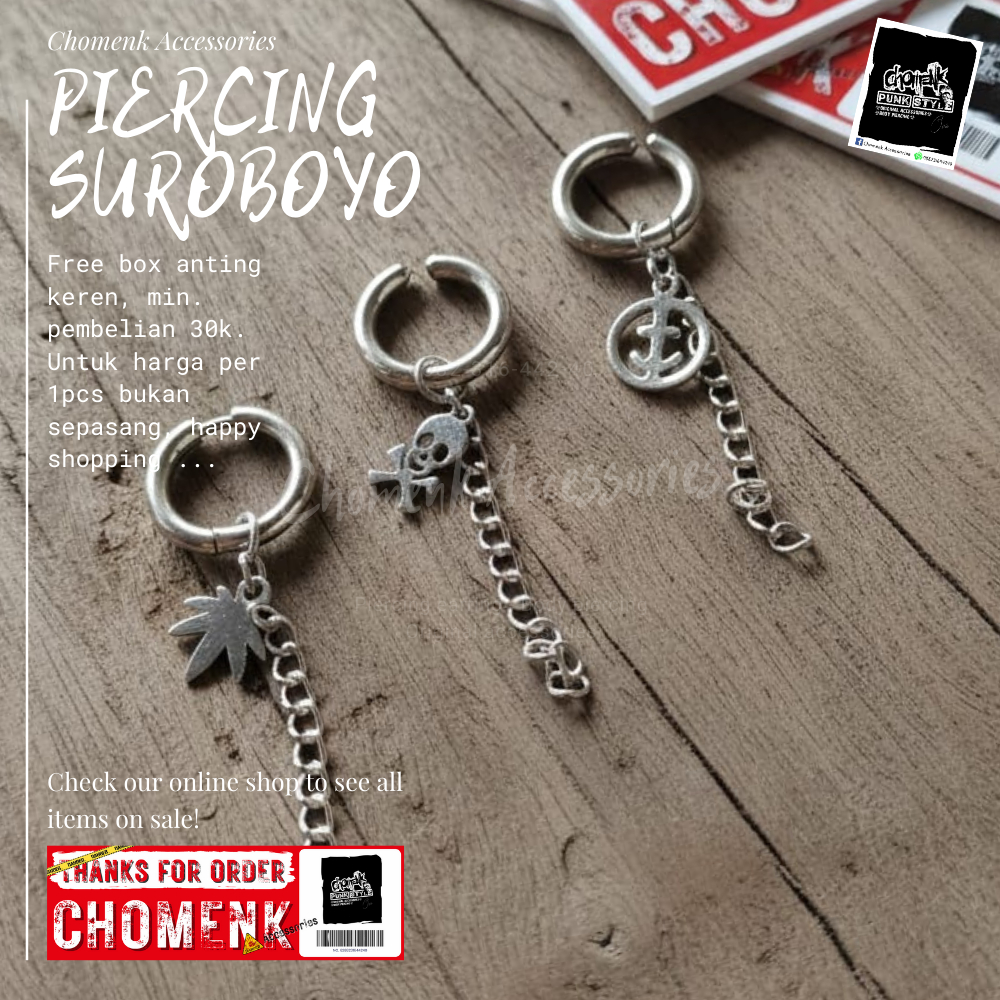 Anting Jepit (Non-Tindik) Anting Jepit Rantai Anting Jepit Korea Anting Jepit Gantung Fake Piercing 