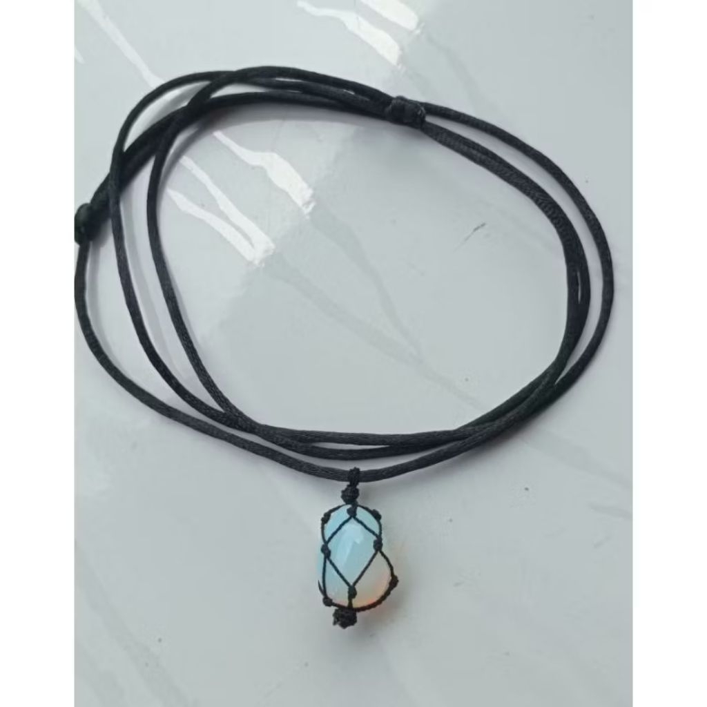 kalung batu akik telur barjatapi 20 mm tali hitam halus harga terbaik