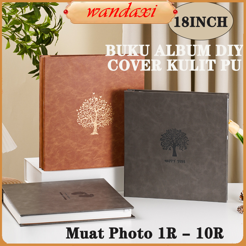 COD Buku Album DIYBuku Album Magnetic Cover Kulit-Buku Album DIY 18 Inch Elegan Muat Foto 1R-10R/Tem