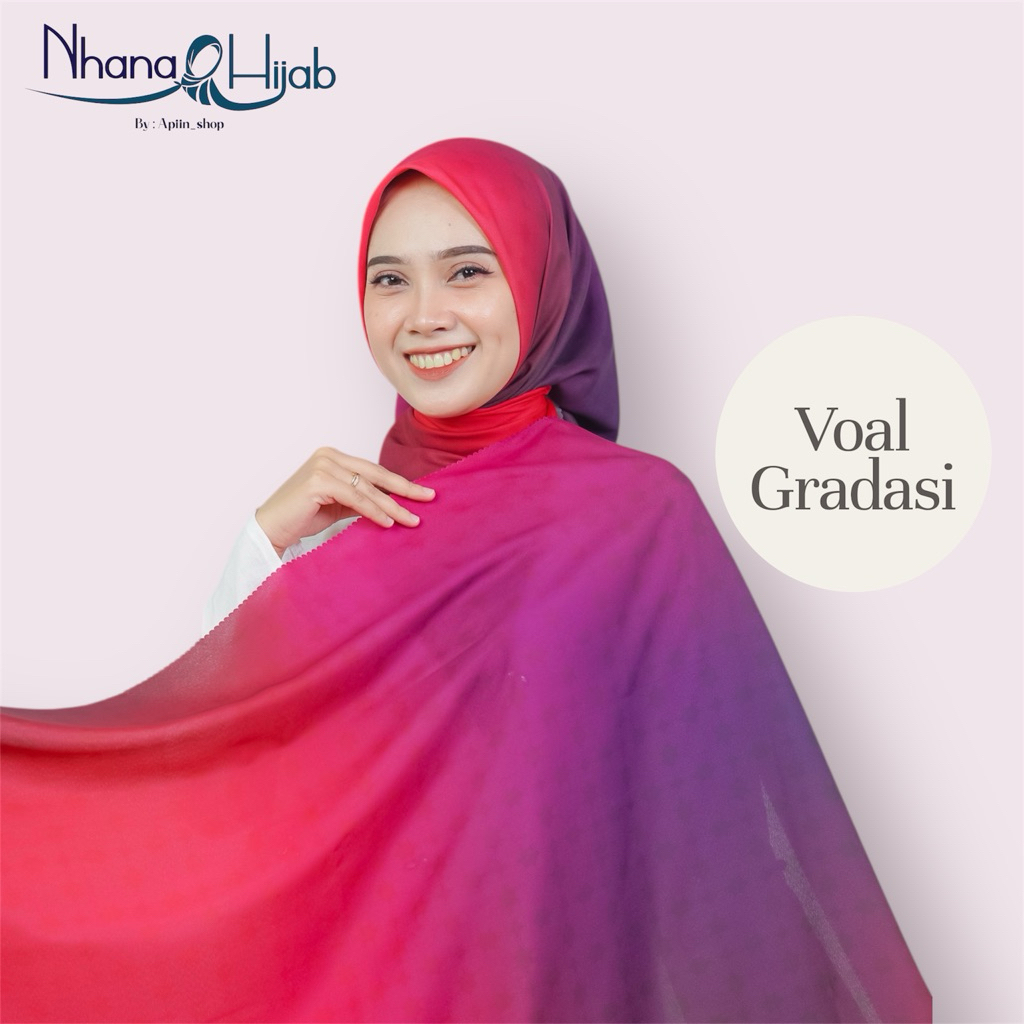 Nhana Hijab | Hijab Segiempat Voal Gradasi Lasercut - Jilbab Gradasi