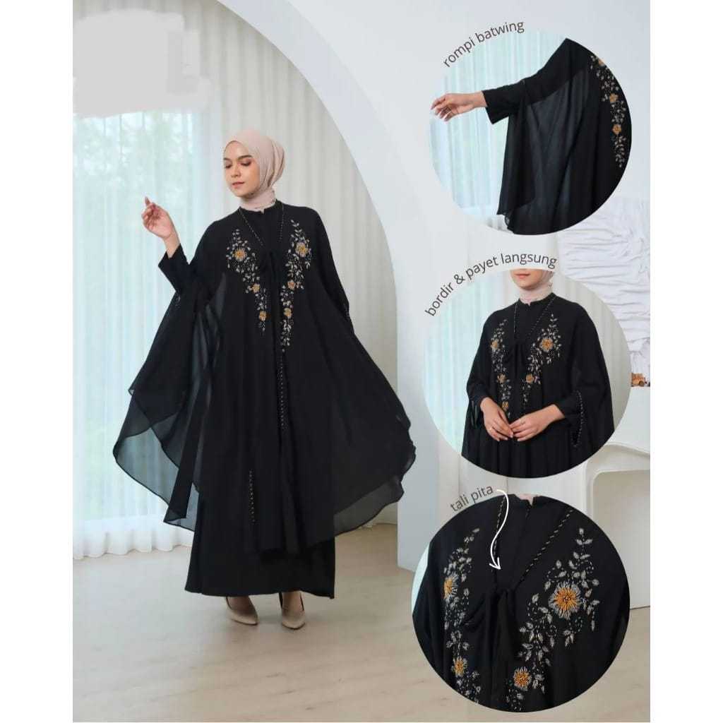 [Khamymshop] Gamis Kaftan Muslimah Bordir Mewah|| Baju Syar'i Outer Lepas