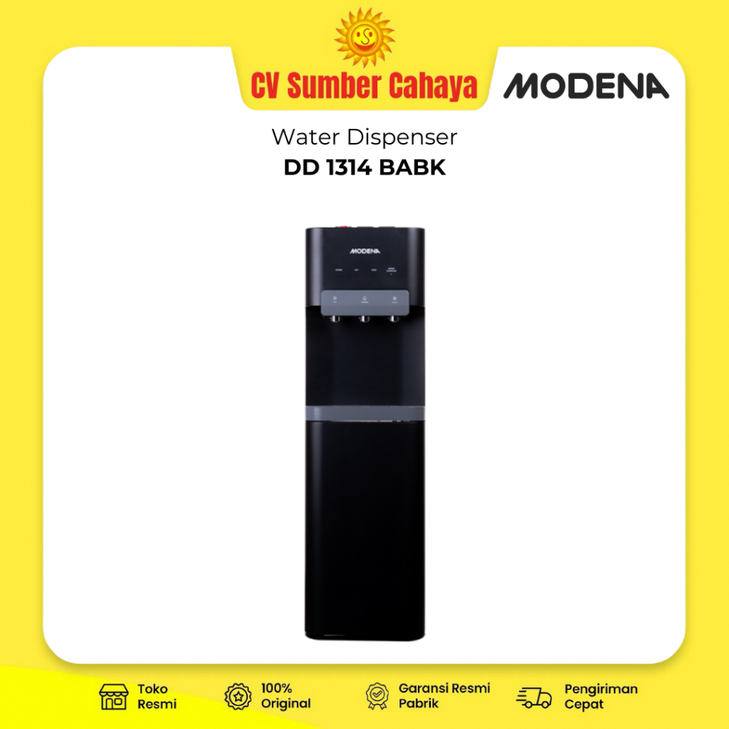 Dispenser Galon Bawah Modena 3 Kran DD1314BABK Low Watt Bottom Loading Garansi Resmi