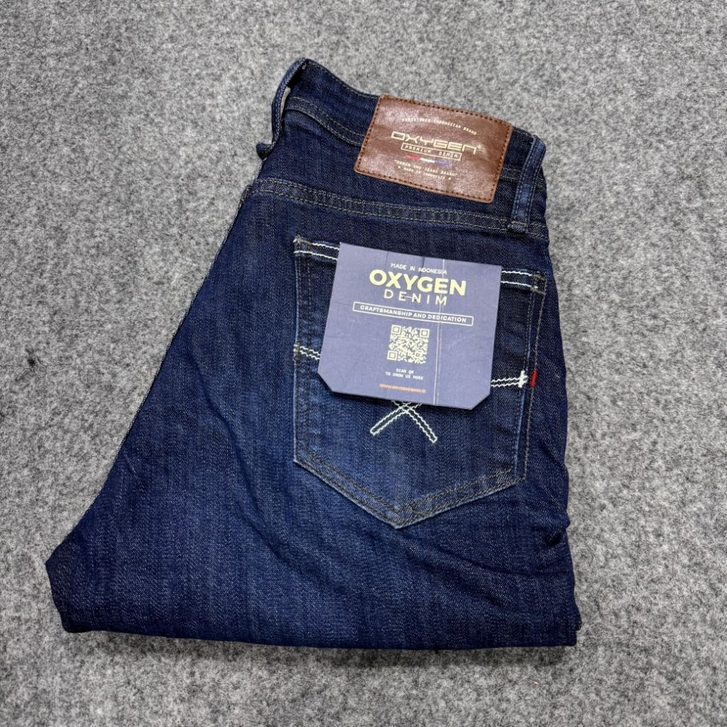 OXYGEN DENIM ORIGINAL CELANA JEANS PRIA SLIM FIT STRETCH PREMIUM GREY SANDWASH DAN DARK BLUE DENIM B