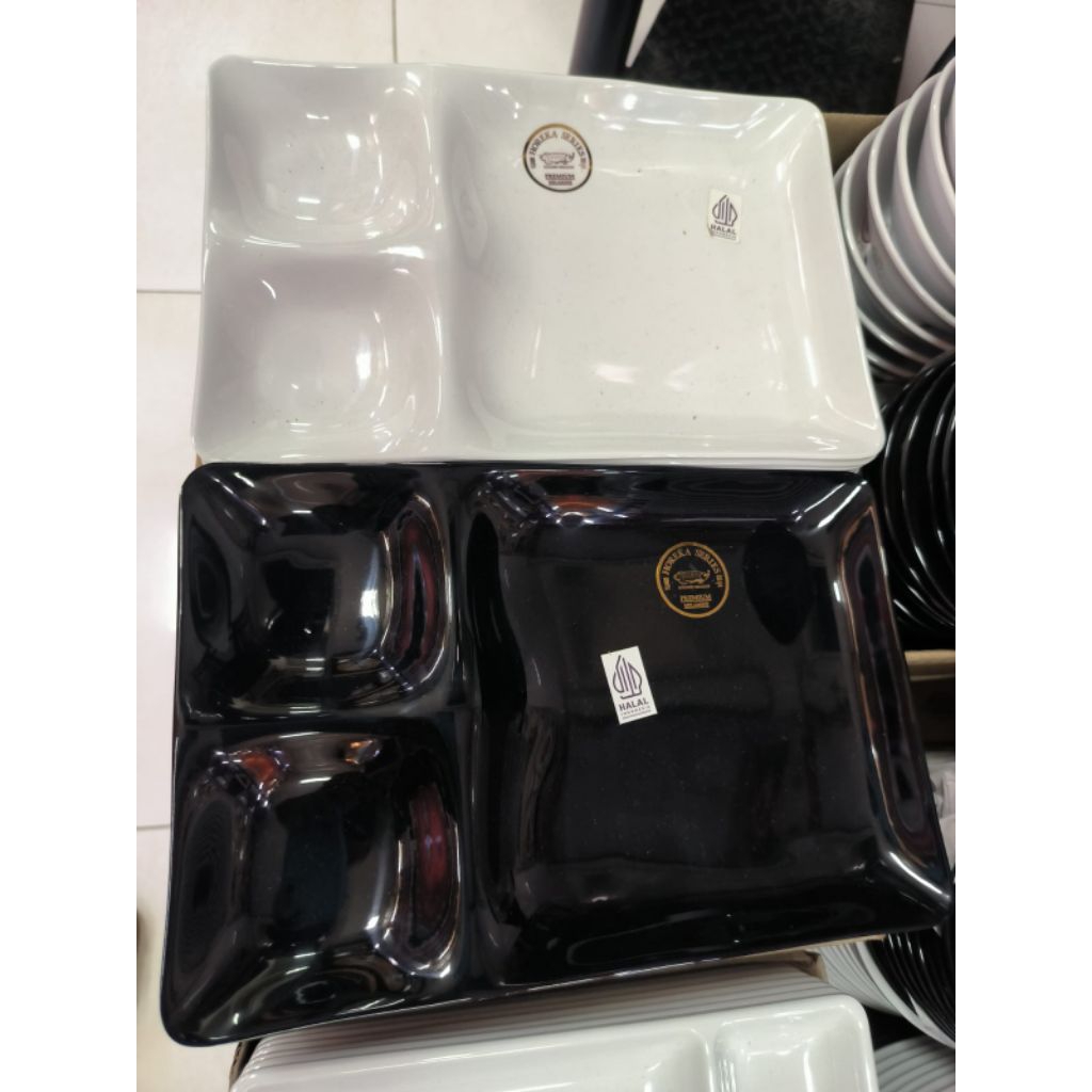 (6pcs) Piring Makan Sekat 3 ukuran 10inc Melamin Golden Dragon