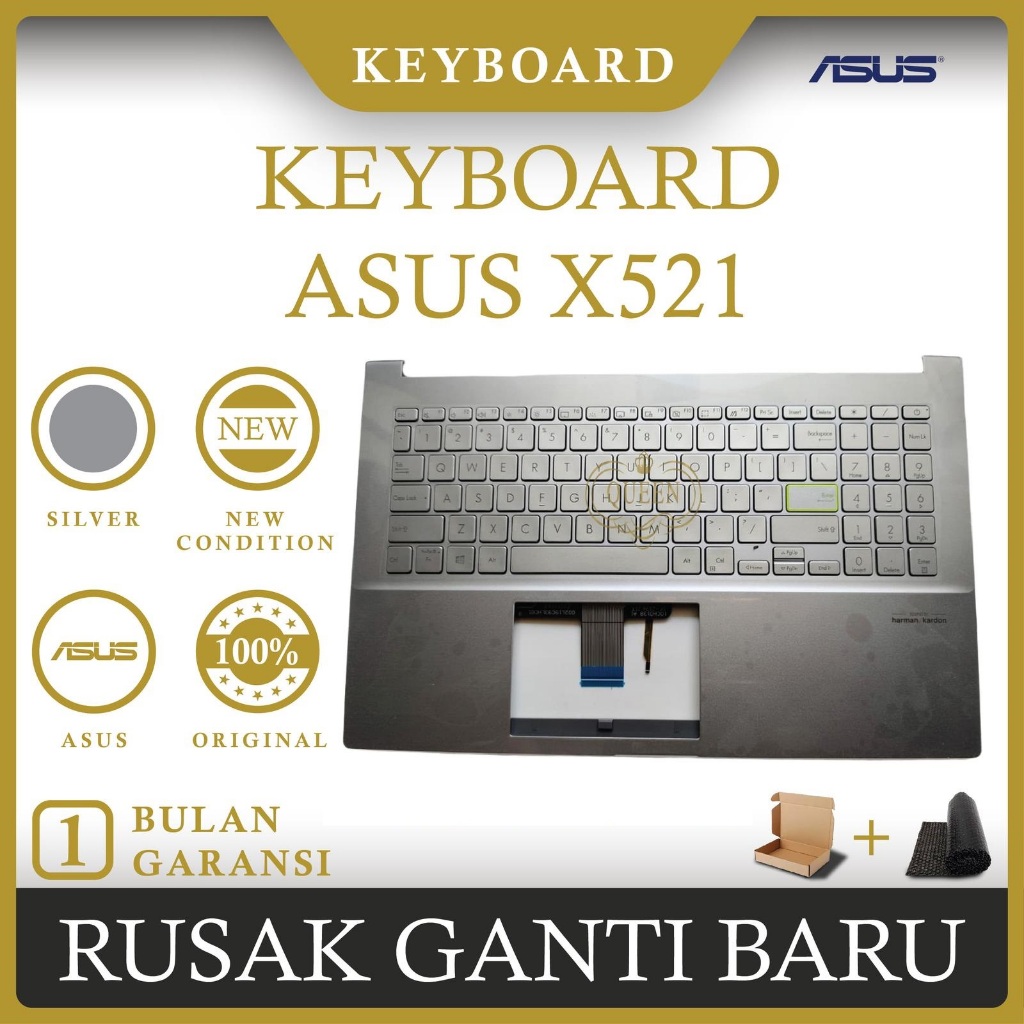 KEYBOARD FRAME LAPTOP ASUS VIVOBOOK 15 X521 BACKLIT SILVER ORIGINAL