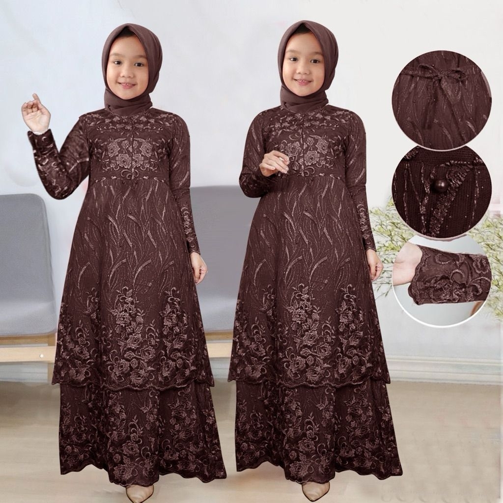 GAMIS DRESS ANAK BRUKAT VINA KID TERBARU 3 4 5 6 7 8 9 10 11 12 13 14 15 16 TAHUN GAMIS DRESS KID BR