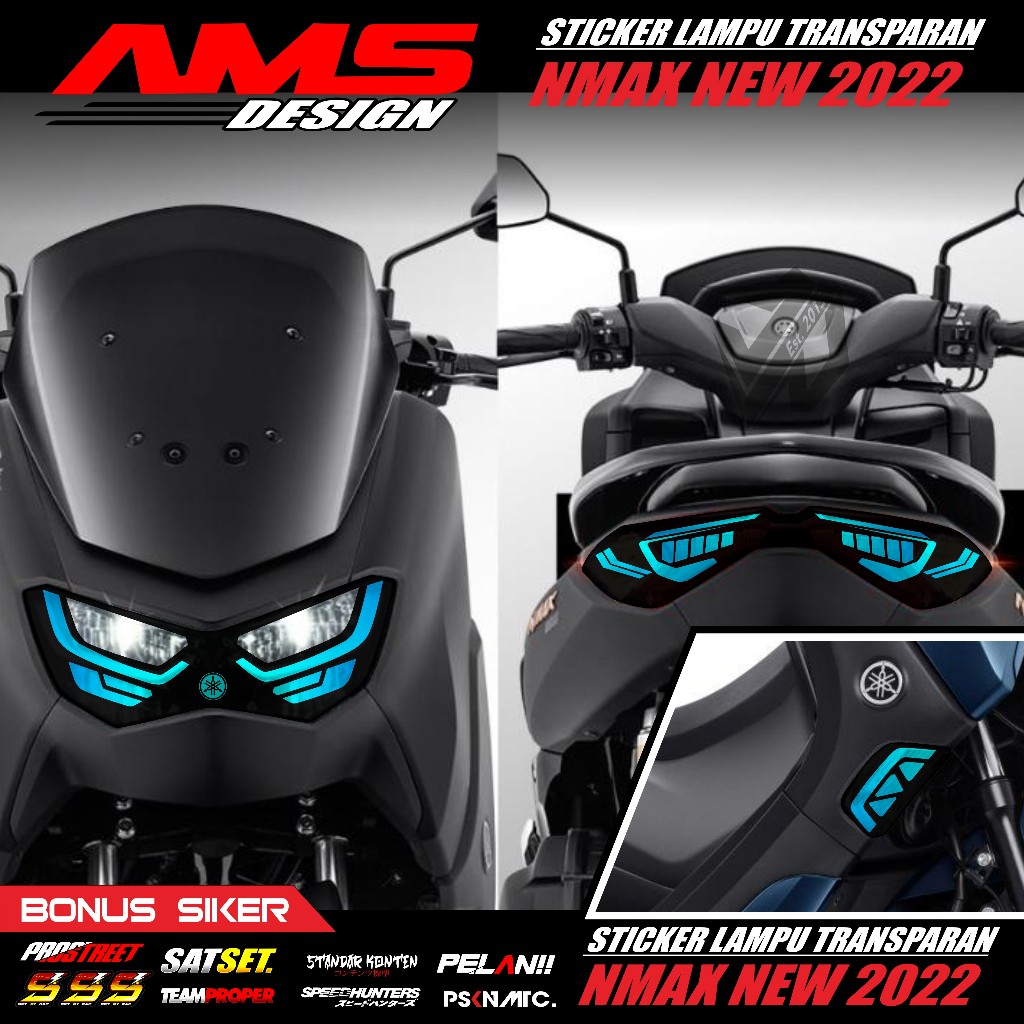 Stiker Lampu NMAX 150 NEW Satu Set Depan Belakang | Stiker Variasi Lampu Alis Motor Yamaha NMAX NEW 