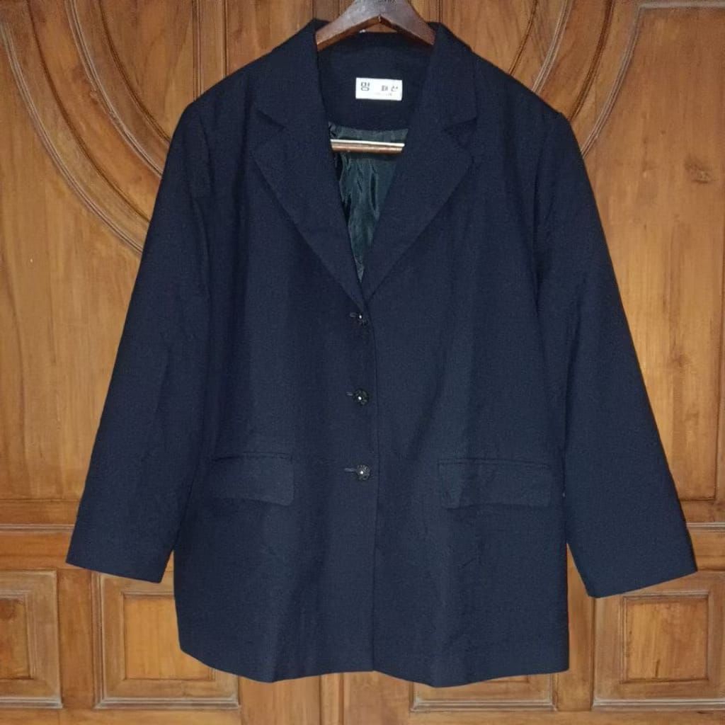 PRELOVED Blazer Formal Wanita Blue Black Bigsize LD 120