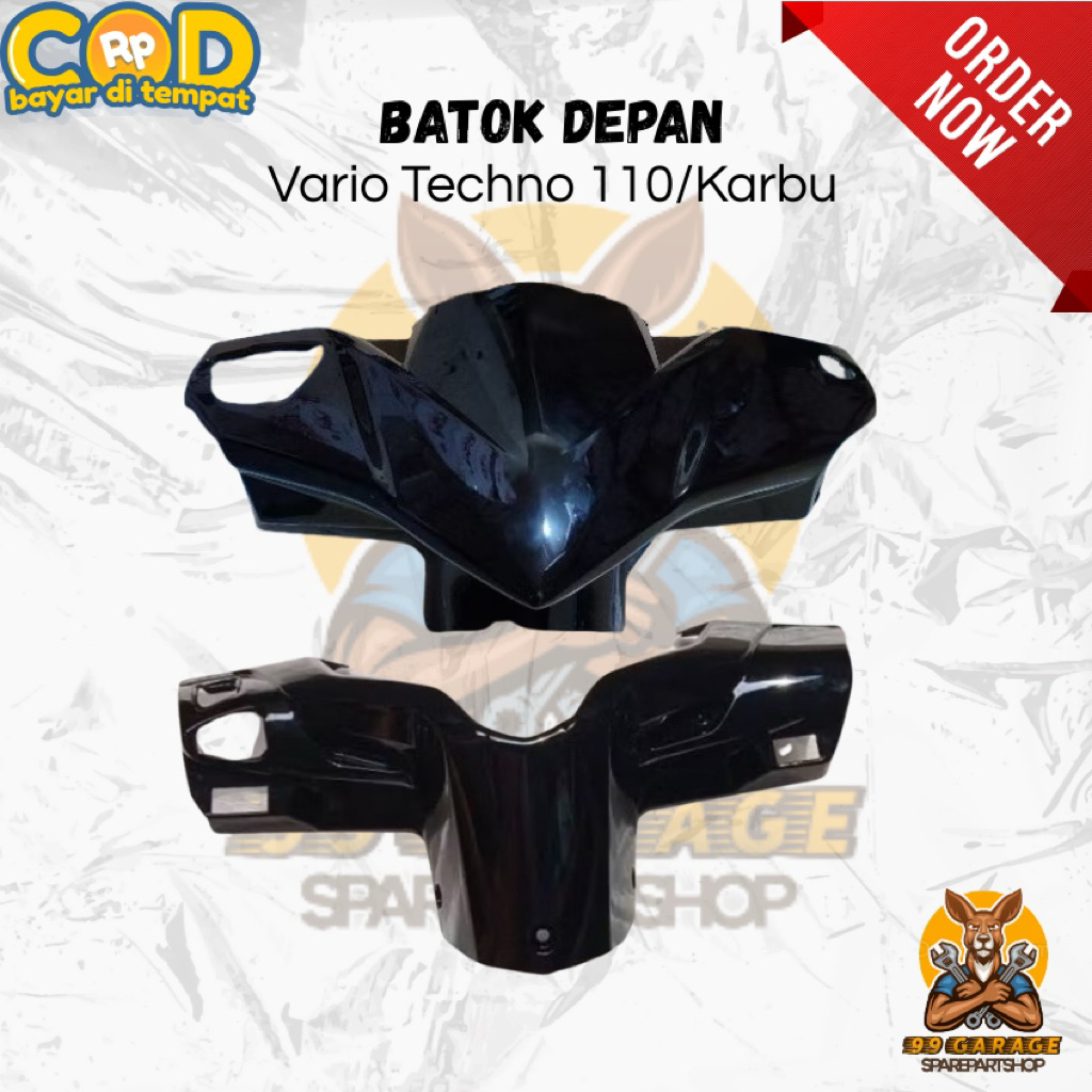 Batok Depan Vario Techno 110 Karbu/Lama - Set Batok Depan Vario Techno 110 Lama Hitam Tebal Presisi