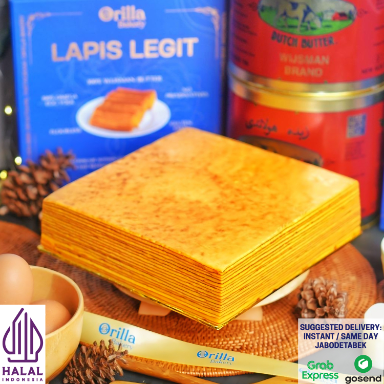 Lapis legit premium Original 18x18 Orilla Bakery Full Wisman Gluten Free Kuning Telur Omega