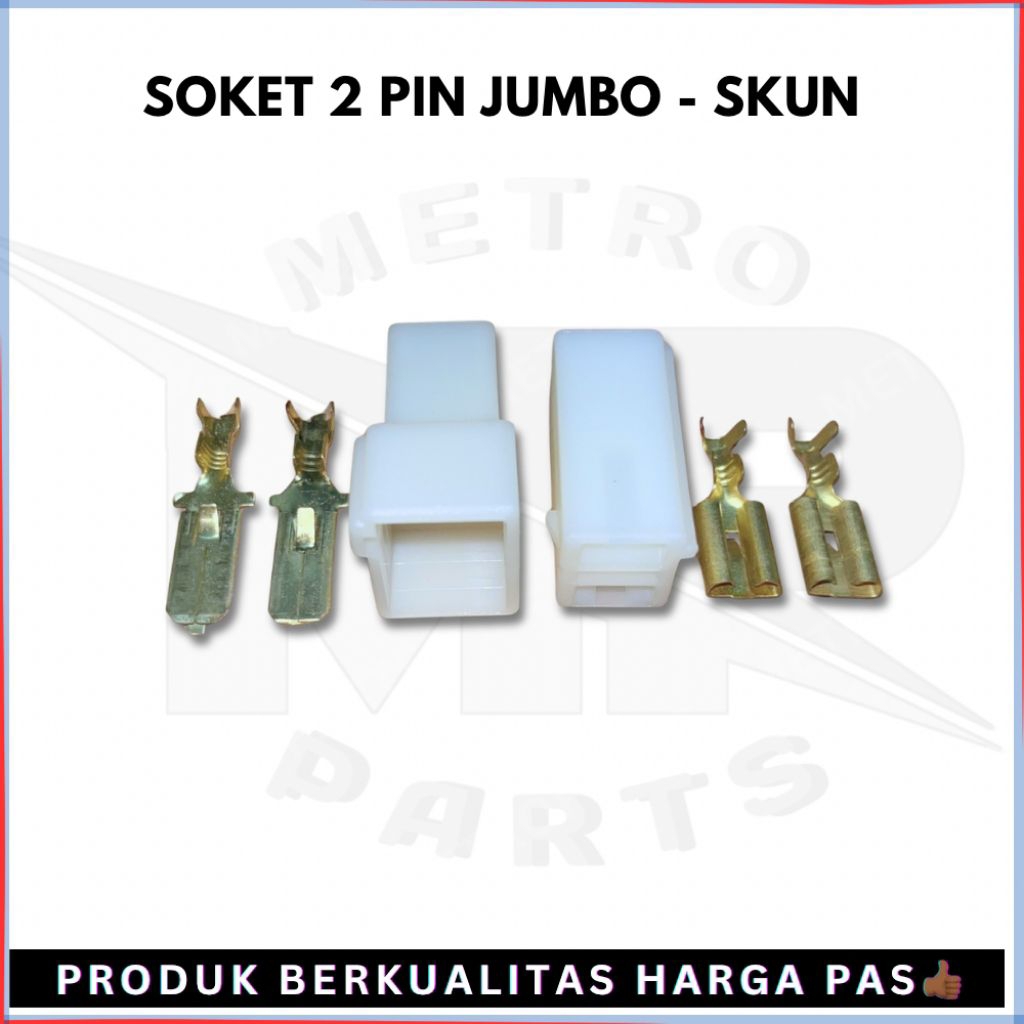 SOKET 2 PIN JUMBO PLUS SKUN - Soket Kabel 2 Pin Jumbo Fusibling Sepasang Cewe Cowo Male Female Origi