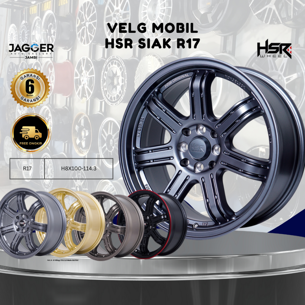 VELG RACING KEREN HSR SIAK R17X7.5 PCD 4X100 DAN 4X114.3 ET42 GOLD FREE BALANCING FREE SPORING GARAN