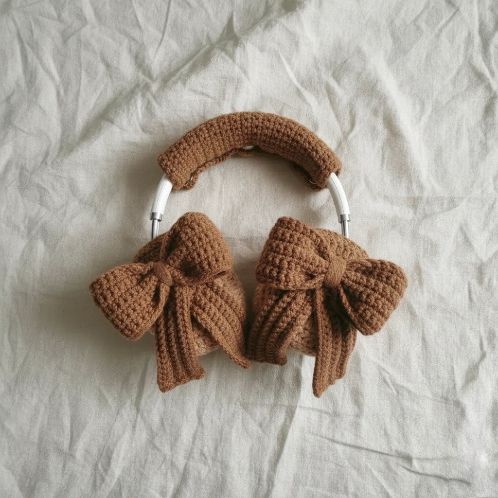 Case Headphone Rajut - Crochet Ribbon Headphone Cover Set